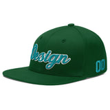 Custom Green Neon Green-White 3D Puff Embroidery Flat Embroidery Casual Sport Baseball Cap