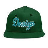 Custom Green Neon Green-White 3D Puff Embroidery Flat Embroidery Casual Sport Baseball Cap