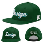 Custom Green Neon Green-White 3D Puff Embroidery Flat Embroidery Casual Sport Baseball Cap