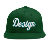 Custom Green Neon Green-White 3D Puff Embroidery Flat Embroidery Casual Sport Baseball Cap