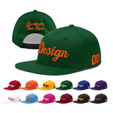 Custom Green Neon Green-White 3D Puff Embroidery Flat Embroidery Casual Sport Baseball Cap