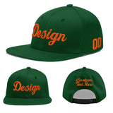 Custom Green Neon Green-White 3D Puff Embroidery Flat Embroidery Casual Sport Baseball Cap