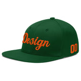 Custom Green Neon Green-White 3D Puff Embroidery Flat Embroidery Casual Sport Baseball Cap