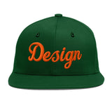 Custom Green Neon Green-White 3D Puff Embroidery Flat Embroidery Casual Sport Baseball Cap