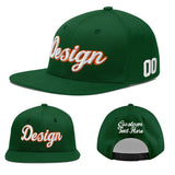 Custom Green Neon Green-White 3D Puff Embroidery Flat Embroidery Casual Sport Baseball Cap