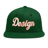 Custom Green Neon Green-White 3D Puff Embroidery Flat Embroidery Casual Sport Baseball Cap