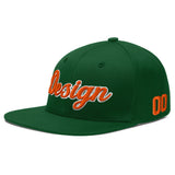 Custom Green Neon Green-White 3D Puff Embroidery Flat Embroidery Casual Sport Baseball Cap