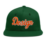 Custom Green Neon Green-White 3D Puff Embroidery Flat Embroidery Casual Sport Baseball Cap