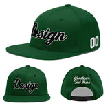 Custom Green Neon Green-White 3D Puff Embroidery Flat Embroidery Casual Sport Baseball Cap