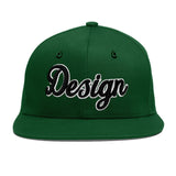 Custom Green Neon Green-White 3D Puff Embroidery Flat Embroidery Casual Sport Baseball Cap