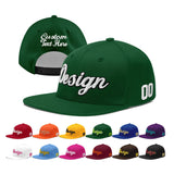 Custom Green Neon Green-White 3D Puff Embroidery Flat Embroidery Casual Sport Baseball Cap