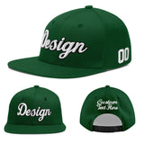 Custom Green Neon Green-White 3D Puff Embroidery Flat Embroidery Casual Sport Baseball Cap
