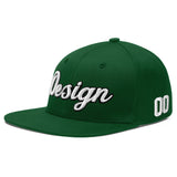 Custom Green Neon Green-White 3D Puff Embroidery Flat Embroidery Casual Sport Baseball Cap