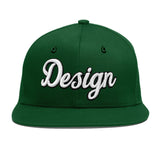 Custom Green Neon Green-White 3D Puff Embroidery Flat Embroidery Casual Sport Baseball Cap