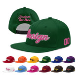 Custom Green Neon Green-White 3D Puff Embroidery Flat Embroidery Casual Sport Baseball Cap