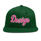Custom Green Neon Green-White 3D Puff Embroidery Flat Embroidery Casual Sport Baseball Cap