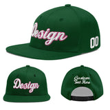 Custom Green Neon Green-White 3D Puff Embroidery Flat Embroidery Casual Sport Baseball Cap