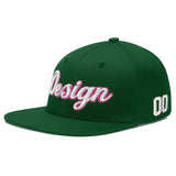 Custom Green Neon Green-White 3D Puff Embroidery Flat Embroidery Casual Sport Baseball Cap