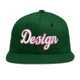 Custom Green Neon Green-White 3D Puff Embroidery Flat Embroidery Casual Sport Baseball Cap