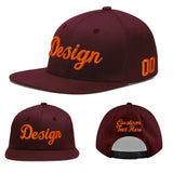 Custom Jujube Red Orange 3D Puff Embroidery Flat Embroidery Casual Sport Baseball Cap