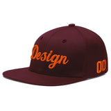 Custom Jujube Red Orange 3D Puff Embroidery Flat Embroidery Casual Sport Baseball Cap