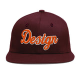 Custom Jujube Red Orange 3D Puff Embroidery Flat Embroidery Casual Sport Baseball Cap