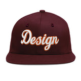 Custom Jujube Red Orange 3D Puff Embroidery Flat Embroidery Casual Sport Baseball Cap