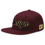Custom Jujube Red Orange 3D Puff Embroidery Flat Embroidery Casual Sport Baseball Cap