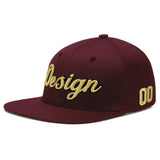 Custom Jujube Red Orange 3D Puff Embroidery Flat Embroidery Casual Sport Baseball Cap