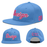Custom Powder Blue Gold-Navy 3D Puff Embroidery Flat Embroidery Casual Sport Baseball Cap