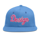 Custom Powder Blue Gold-Navy 3D Puff Embroidery Flat Embroidery Casual Sport Baseball Cap