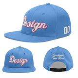 Custom Powder Blue Gold-Navy 3D Puff Embroidery Flat Embroidery Casual Sport Baseball Cap