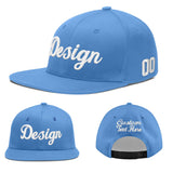 Custom Powder Blue Gold-Navy 3D Puff Embroidery Flat Embroidery Casual Sport Baseball Cap