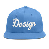 Custom Powder Blue Gold-Navy 3D Puff Embroidery Flat Embroidery Casual Sport Baseball Cap