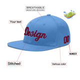 Custom Powder Blue Gold-Navy 3D Puff Embroidery Flat Embroidery Casual Sport Baseball Cap