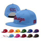 Custom Powder Blue Gold-Navy 3D Puff Embroidery Flat Embroidery Casual Sport Baseball Cap
