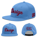 Custom Powder Blue Gold-Navy 3D Puff Embroidery Flat Embroidery Casual Sport Baseball Cap