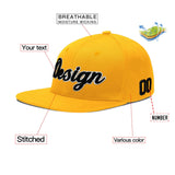 Custom Yellow Black 3D Puff Embroidery Flat Embroidery Casual Sport Baseball Cap