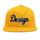 Custom Yellow Black 3D Puff Embroidery Flat Embroidery Casual Sport Baseball Cap