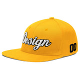 Custom Yellow Black 3D Puff Embroidery Flat Embroidery Casual Sport Baseball Cap