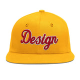Custom Yellow Black 3D Puff Embroidery Flat Embroidery Casual Sport Baseball Cap