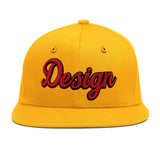 Custom Yellow Black 3D Puff Embroidery Flat Embroidery Casual Sport Baseball Cap