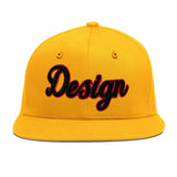 Custom Yellow Black 3D Puff Embroidery Flat Embroidery Casual Sport Baseball Cap