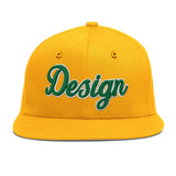 Custom Yellow Black 3D Puff Embroidery Flat Embroidery Casual Sport Baseball Cap