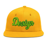 Custom Yellow Black 3D Puff Embroidery Flat Embroidery Casual Sport Baseball Cap