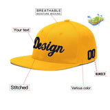 Custom Yellow Black 3D Puff Embroidery Flat Embroidery Casual Sport Baseball Cap