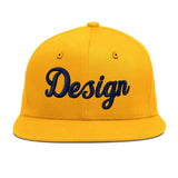 Custom Yellow Black 3D Puff Embroidery Flat Embroidery Casual Sport Baseball Cap