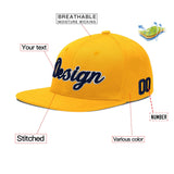 Custom Yellow Navy-White 3D Puff Embroidery Flat Embroidery Casual Sport Baseball Cap