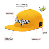 Custom Yellow Navy-White 3D Puff Embroidery Flat Embroidery Casual Sport Baseball Cap