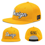 Custom Yellow Navy-White 3D Puff Embroidery Flat Embroidery Casual Sport Baseball Cap